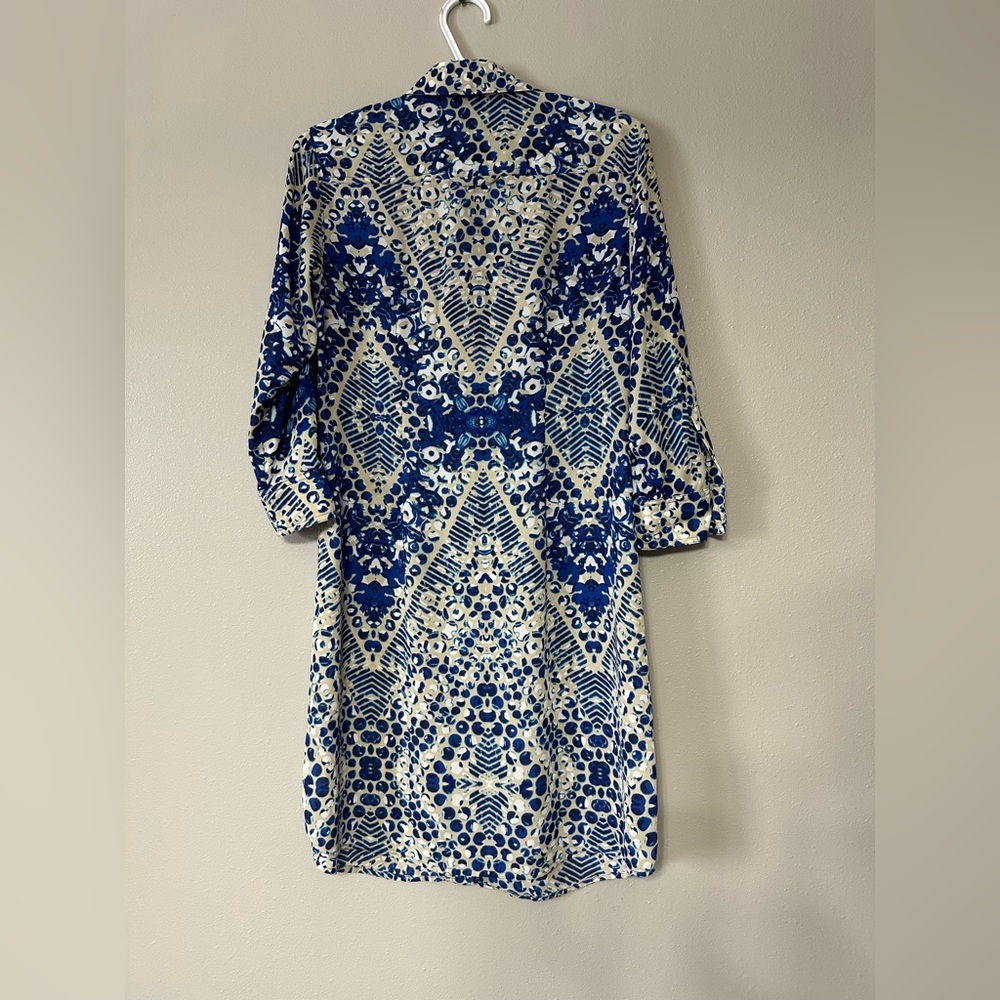 CAbi Jewel Print Button Down Shirt Dress Kaleidoscope Geo Print Size Small - Picture 9 of 10